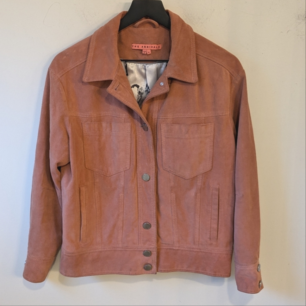 The Arrivals Pink Lassen Calf Suede de Nimez Leather Trucker Jacket Size Small
